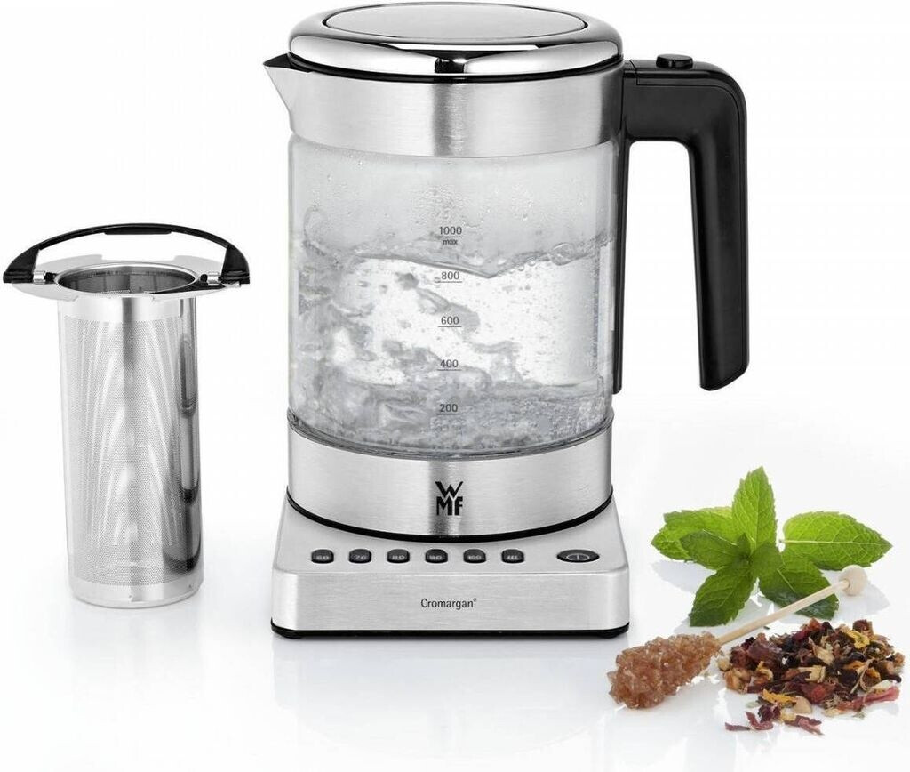 چایی ساز وی ام اف آلمان  WMF KÜCHENminis Vario 1,0 l با کنترل دما ۱۹۰۰ وات کتری شیشه‌ای با جای چای کیسه‌ای و صافی